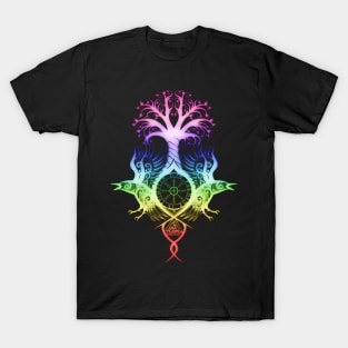 Ygdrassil with Huginn & Muninn [Rainbow] T-Shirt